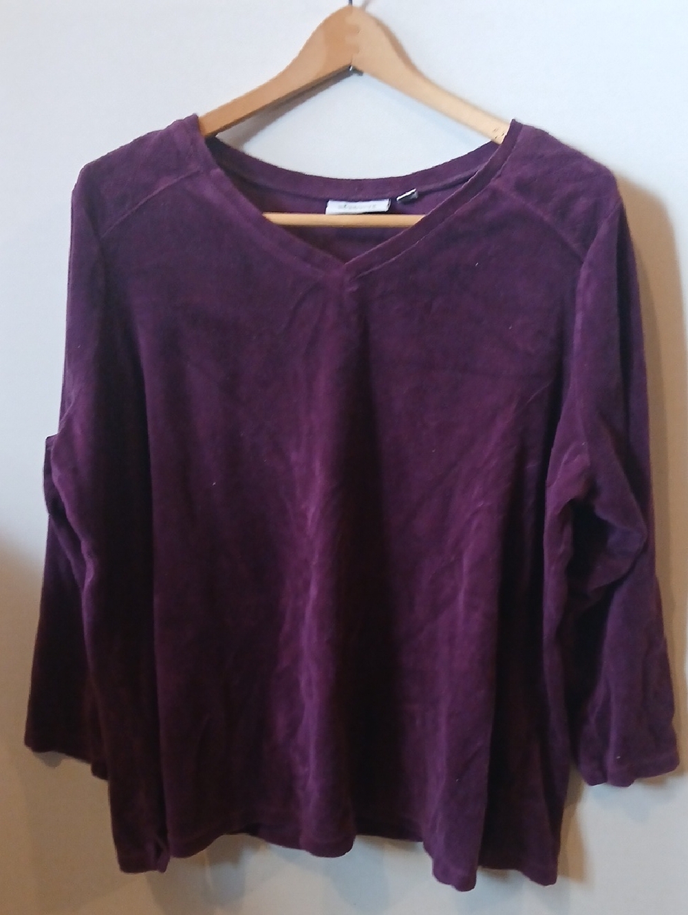 Women's 1XP d & CO. Velvet V-Neck Long Sleeve Pullover Top - Purple